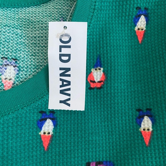 NWT Old Navy Womens Size XXL Green Thermal Shirt Gnomes Long Sleeve stretch - Picture 2 of 14